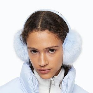 SOLD hm h&m fluffy earmuffs light blue baby blue one size winter warm ear muffs